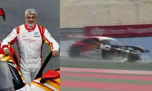 റേസിങ് പരിശീലനത്തിനിടെ കാർ ഇടിച്ചു തകർന്നു; നടൻ അജിത്​ അദ്ഭുതകരമായി രക്ഷപ്പെട്ടു -വിഡിയോ