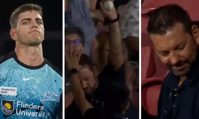 മകന്‍റെ പന്തിൽ സിക്സർ, ഗ്യാലറിയിൽ ക്യാച്ചെടുത്ത് അച്ഛൻ! പിണങ്ങി അമ്മ; ബി.ബി.എല്ലിൽ രസകരമായ സംഭവം-Video