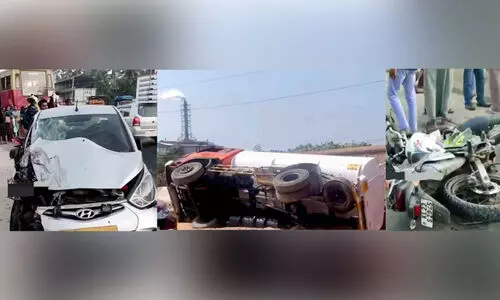 ദേശീയപാതയിൽ അപകടപരമ്പര; റീ​ല്‍സ്​ ചി​ത്രീ​ക​രി​ച്ച ബൈ​ക്കു​ക​ള്‍ കൂ​ട്ടി​യി​ടി​ച്ച്​ യു​വാ​വി​ന് പ​രി​ക്ക്