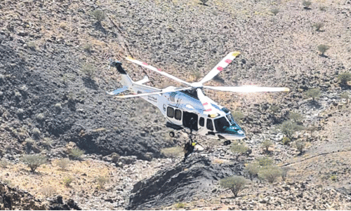 Dubai Police Air Wing rescues people trapped in Hatta Mountains coming