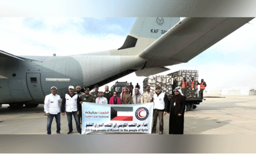 സി​റി​യ​യി​ലേ​ക്ക് സ​ഹാ​യ​വു​മാ​യി അ​ഞ്ചാം വി​മാ​നം അ​യ​ച്ചു