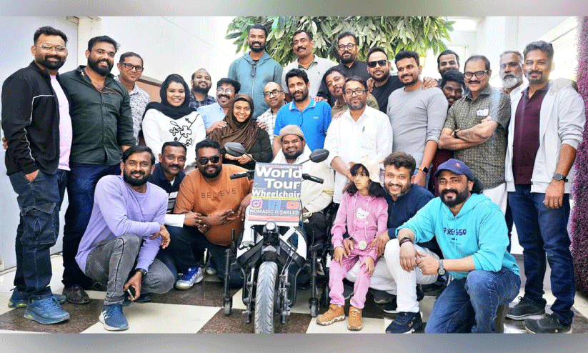 വീ​ൽ​ചെ​യ​റി​ൽ ലോ​കം ചു​റ്റു​ന്ന ഹ​സ​ൻ ഇ​മാ​മി​ന് റി​യാ​ദി​ൽ സ്വീ​ക​ര​ണം