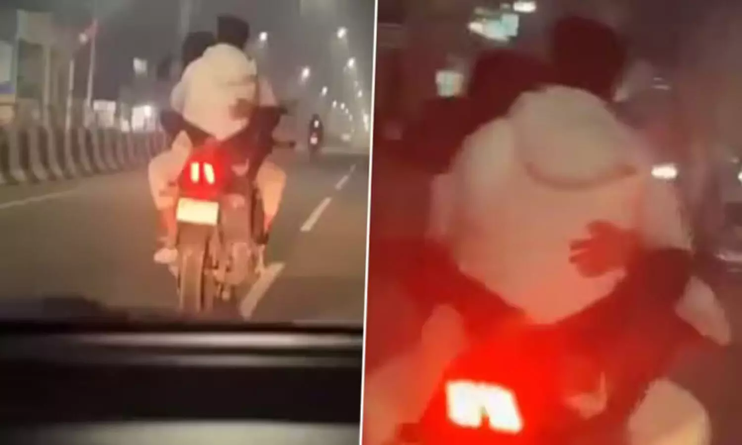 ഇന്ധനടാങ്കിൽ അഭിമുഖമിരുന്ന് ബൈക്കിൽ കമിതാക്കളുടെ അപകടയാത്ര; വൈറൽ വിഡിയോയിൽ നടപടിക്കൊരുങ്ങി പൊലീസ്