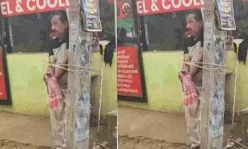 താമരശ്ശേരിയിൽ 70കാരനെ വൈദ്യുതി പോസ്റ്റിൽ കെട്ടിയിട്ട് മർദിച്ചതായി പരാതി