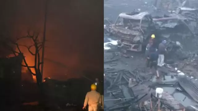 ഗാസിയാബാദിൽ എൽ.പി.ജി സിലിണ്ടറുകൾ കയറ്റി വന്ന ട്രക്കിന് തീപിടിച്ചു; വൻ സ്ഫോടനം