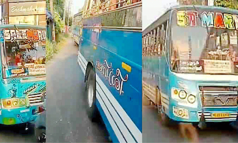 രോ​ഗി​യു​മാ​യി പോ​യ ആം​ബു​ല​ൻ​സിന്റെ​  വ​ഴി​ത​ട​ഞ്ഞ് സ്വ​കാ​ര്യ ബ​സു​ക​ൾ