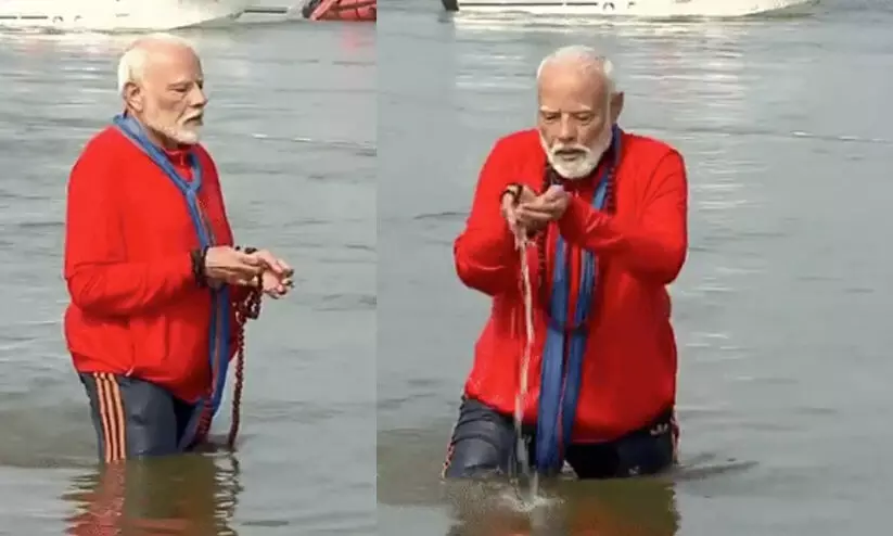 At Maha Kumbh PM Modi rides boat to Sangam takes holy dip