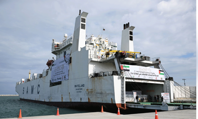 യു.​എ.​ഇ​യു​ടെ ആ​റാ​മ​ത്​ ഗ​സ്സ സ​ഹാ​യ​ക്ക​പ്പ​ൽ ഈ​ജി​പ്തി​ൽ