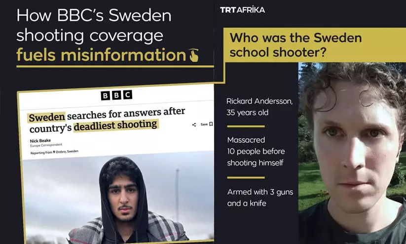 കൊലയാളി വംശീയവാദിയായ ക്രിസ്ത്യൻ യുവാവ്; വാർത്തക്കൊപ്പം നൽകിയത്  മുസ്‍ലിം ആൺകുട്ടി​യുടെ ചിത്രം: സ്വീഡനിലെ കൂട്ട വെടിവെപ്പിന്റെ കവറേജിൽ ബി.ബി.സിക്കെതിരെ വിമർ​ശനം