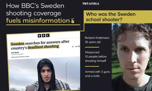 കൊലയാളി വംശീയവാദിയായ ക്രിസ്ത്യൻ യുവാവ്; വാർത്തക്കൊപ്പം നൽകിയത്  മുസ്‍ലിം ആൺകുട്ടി​യുടെ ചിത്രം: സ്വീഡനിലെ കൂട്ട വെടിവെപ്പിന്റെ കവറേജിൽ ബി.ബി.സിക്കെതിരെ വിമർ​ശനം