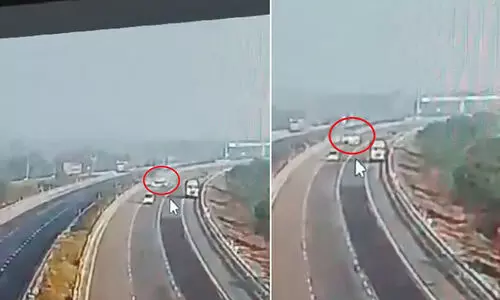 ടയർ പൊട്ടിത്തെറിച്ചു; എക്സ്പ്രസ് വേയിൽ സ്കോർപിയോ കരണം മറിഞ്ഞത് ആറുതവണ -വിഡിയോ