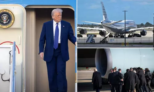 Trump visited the 13-year-old private aircraft at Palm Beach International Airport
