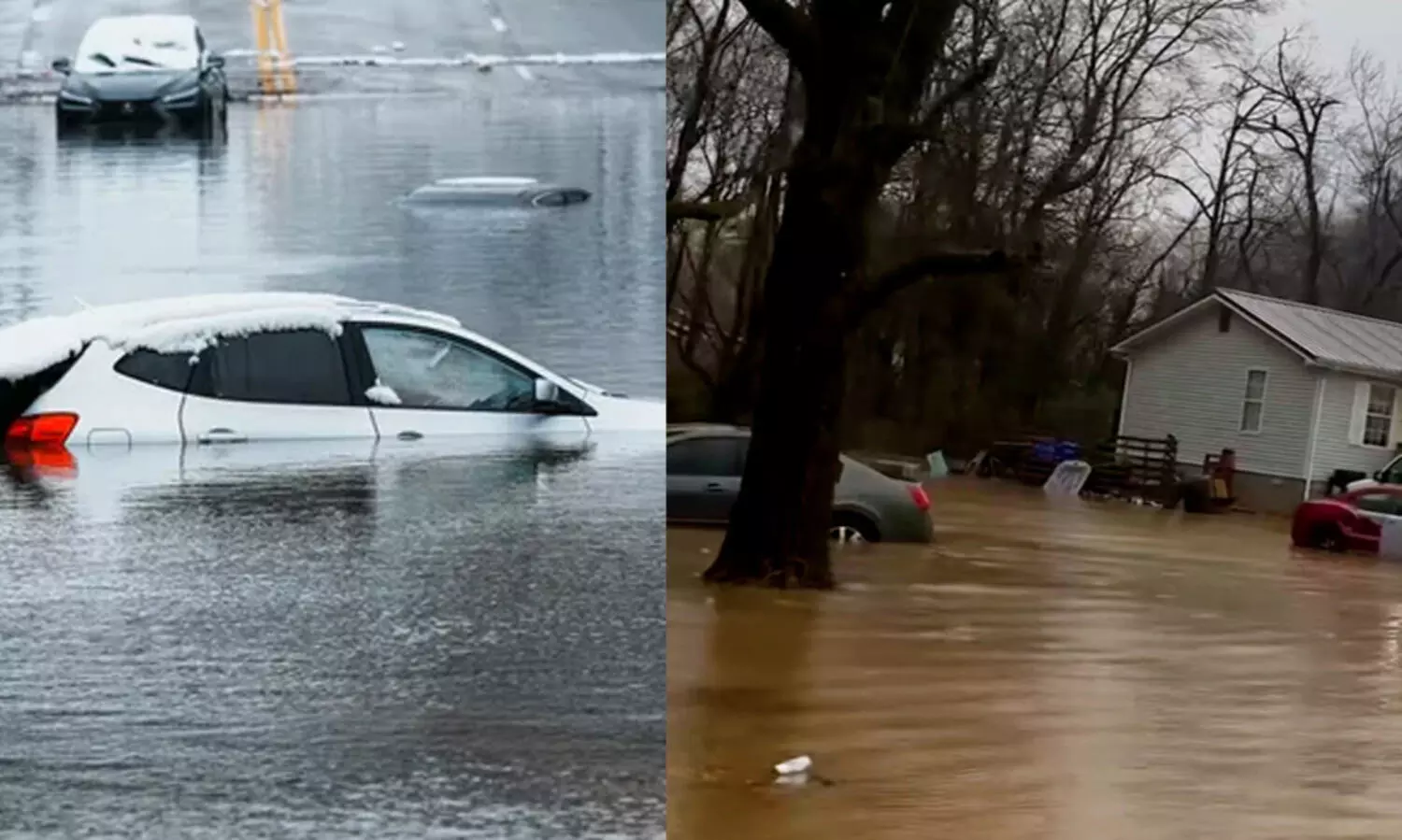 കിഴക്കൻ യു.എസിനെ വലച്ച് പേമാരിയും   പ്രളയവും മഞ്ഞുകാറ്റും; മരണം 9 ആയി