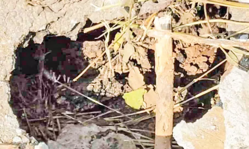 പ്രധാനപാതയിൽ അപകടക്കെണിയായി ഗർത്തം