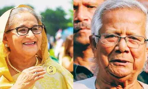 മുഹമ്മദ് യൂനുസ് ക്രിമിനൽ തലവൻ: 450 പൊലീസ് സ്റ്റേഷനുകൾക്ക് തീയിട്ടതായി ശൈഖ് ഹസീന