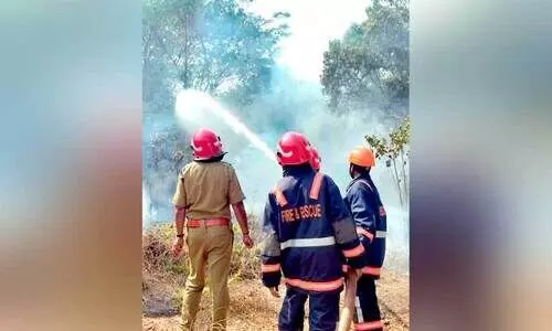 പുലയനാർകോട്ട ആശുപത്രി പരിസരത്ത്​ അടിക്കാടിന്​ തീപിടിച്ചു