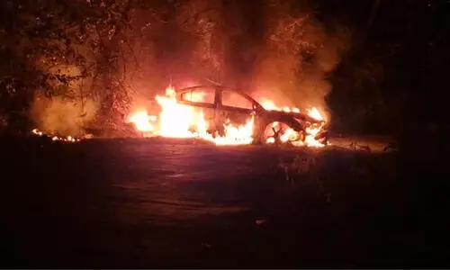 പാൽച്ചുരത്ത് ഓടുന്ന കാറിന് തീപിടിച്ചു