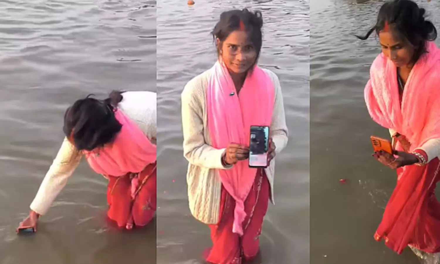 ഭർത്താവിന് കുംഭമേളയിൽ പങ്കെടുക്കാനായില്ല; വിഡിയോ കോൾ ചെയ്ത് വെള്ളത്തിൽ മുക്കി, വൈറലായി വെർച്വൽ സ്നാനം