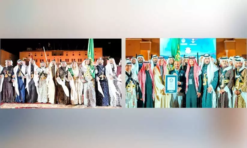 സൗ​ദി സ്ഥാ​പ​ക​ദി​നാ​ഘോ​ഷം; മെ​ഗാ ‘അ​ർ​ദ സൗ​ദി​യ’ നാ​ടോ​ടിനൃ​ത്തം അ​ര​ങ്ങേ​റി