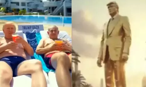 ഗസ്സയിൽ കോക്ടെയിൽ കുടിച്ച് ട്രംപും നെതന്യാഹുവും; യു.എസ് പ്രസിഡന്റിന്റെ എ.ഐ വിഡിയോക്കെതിരെ വൻ പ്രതിഷേധം -Video