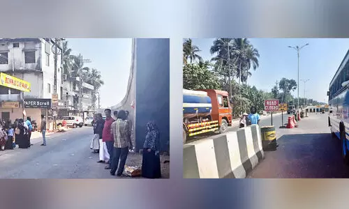 മു​ന്ന​റി​യി​പ്പി​ല്ലാ​തെ റോ​ഡ് അ​ട​ച്ചു; യാ​ത്ര​ക്കാ​ർ പെ​രു​വ​ഴി​യി​ൽ