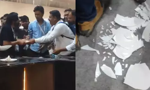 ഗ്ലോബലല്ല, ലോക്കൽ; ആഗോള നിക്ഷേപ ഉച്ചകോടിയിൽ ഭക്ഷണത്തിനായി ആളുകളുടെ തമ്മിൽതല്ല് -വിഡിയോ