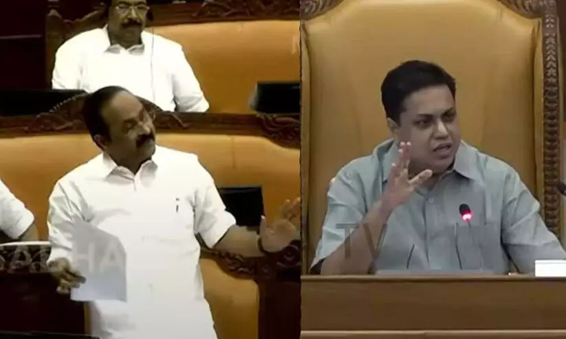 പറയാനുള്ളത് പറഞ്ഞിട്ടേ പോകൂ എന്ന് പ്രതിപക്ഷ നേതാവ്; വിരട്ടാൻ നോക്കേണ്ടെന്ന് സ്പീക്കർ; നാടകീയ രംഗങ്ങൾ