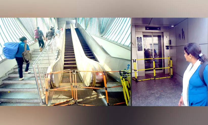 യാത്രക്കാർക്ക് എട്ടിന്‍റെ പണികൊടുത്ത് എസ്കലേറ്റർ