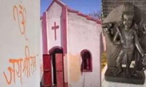 ചർച്ചി​ലെ കുരിശ് മാറ്റി കാവി പൂശി, ബൈബിൾ വാക്യങ്ങൾക്ക് പകരം ‘ജയ് ശ്രീ റാം’; രാജസ്ഥാനിൽ 30 കുടുംബങ്ങളെ ‘ഘർവാപ്സി’ നടത്തി ചർച്ച് ക്ഷേത്രമാക്കി