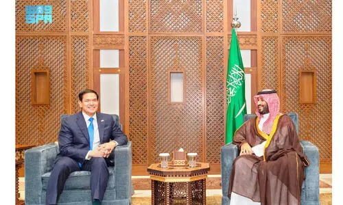 സൗ​ദി കി​രീ​ടാ​വ​കാ​ശി​യും യു.​എ​സ് സ്റ്റേ​റ്റ് സെ​ക്ര​ട്ട​റി​യും ച​ർ​ച്ച ന​ട​ത്തി