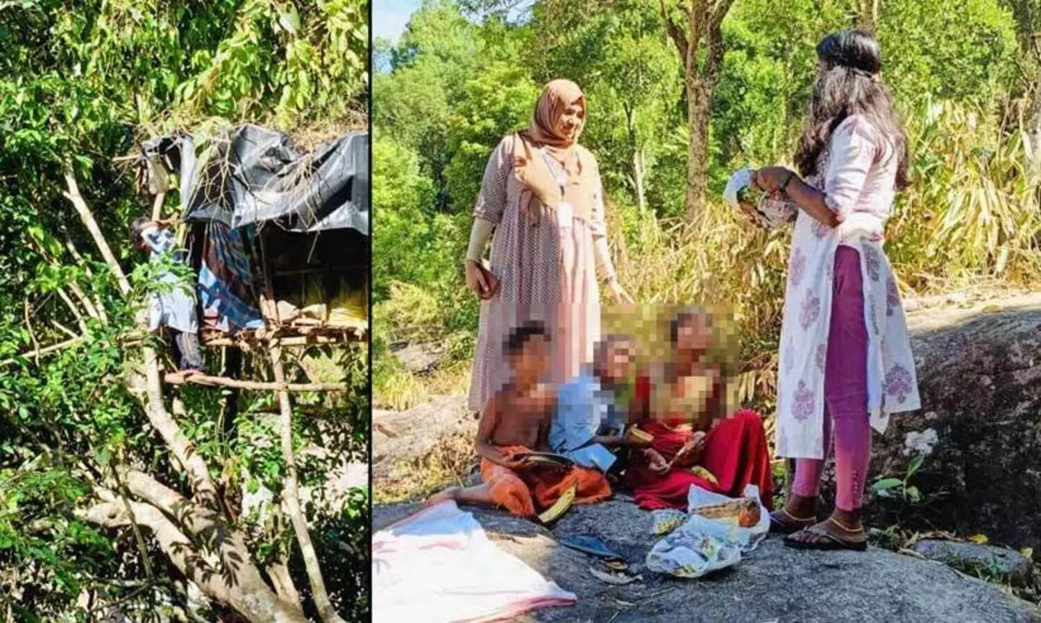 പുഴയോരത്തെ ഏറുമാടത്തിൽ അർധപട്ടിണിയിൽ മൂന്ന് ആദിവാസി കുട്ടികൾ; അമ്മ ഉപേക്ഷിച്ചുപോയതെന്ന് മക്കൾ