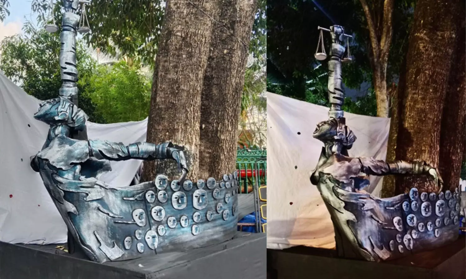 നീതിക്കുവേണ്ടി ശിരസ്സുയർത്തി പൊരുതുന്ന തൊഴിലാളി സ്ത്രീയുടെ ശിൽപ്പം ആശഅനാച്ഛാദനം ചെയ്തു