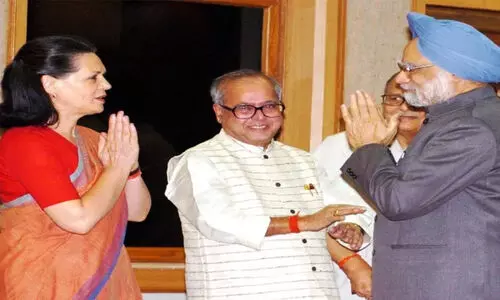 Pranab Mukherjee, Sonia Gandhi, Manmohan Singh