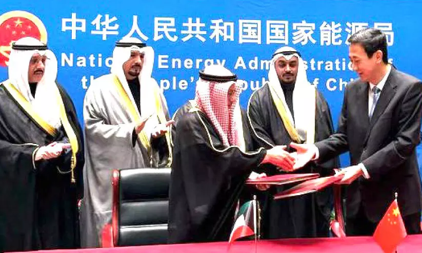 പു​ന​രു​പ​യോ​ഗ ഊ​ർ​ജ മേ​ഖ​ല​യി​ലെ സ​ഹ​ക​ര​ണം; കു​വൈ​ത്തും ചൈ​ന​യും ക​രാ​റി​ൽ ഒ​പ്പു​വെ​ച്ചു