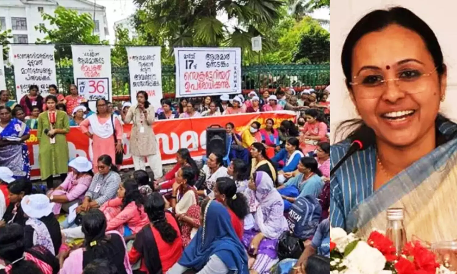 Veena George, Asha Workers Protest