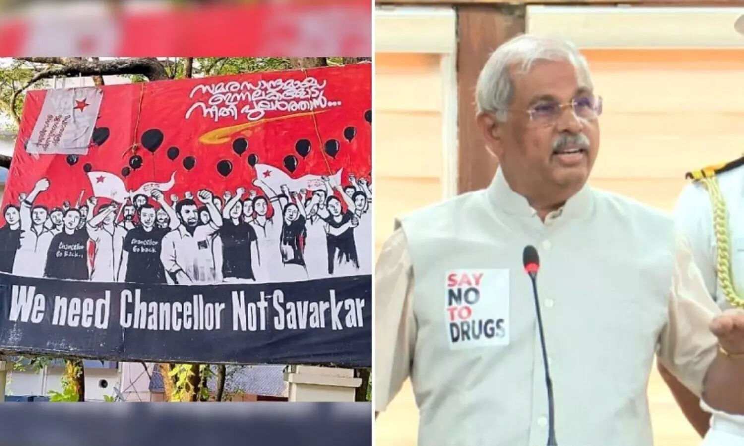 ‘സവർക്കർ രാജ്യത്തിനായി ത്യാഗം ചെയ്തയാൾ, എന്നാണ് ശത്രുവായത്?’; എസ്.എഫ്.ഐ ബാനറിനെതിരെ ഗവർണർ