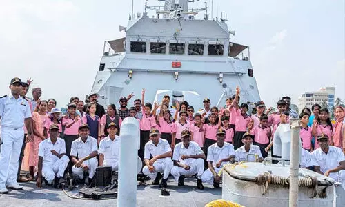 Aluva School for the Blind students in INS Sunayna