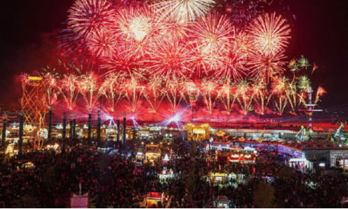 വ​ർ​ണ​ക്കാ​ഴ്ച​യൊ​രു​ക്കി വെ​ടി​ക്കെ​ട്ട്​