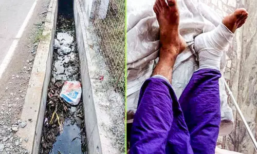 സ്ലാബില്ലാത്ത കാനകൾ അപകടഭീഷണിയാകുന്നു; കാനയിൽ വീണ് വയോധികന്‍റെ കാലൊടിഞ്ഞു