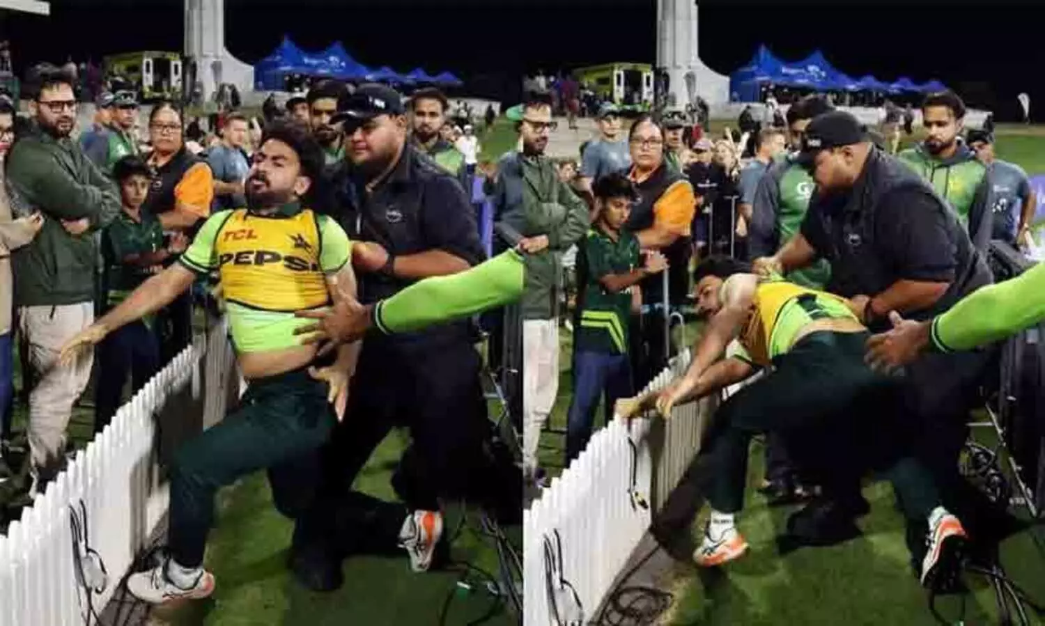 എന്തൊക്കെയാടാ ഈ കൊച്ചു സ്റ്റേഡിയത്തിൽ നടക്കുന്നെ! ഇരുട്ടിലായി പാകിസ്താൻ-ന്യൂസിലാൻഡ് താരങ്ങൾ; കാണികളോട് തല്ലുകൂടി പാകിസ്താൻ താരം