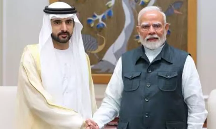 മോദിയുമായി കൂടിക്കാഴ്ച നടത്തി ദുബൈ കിരീടാവകാശി മോദിയുമായി കൂടിക്കാഴ്ച നടത്തി ദുബൈ കിരീടാവകാശി