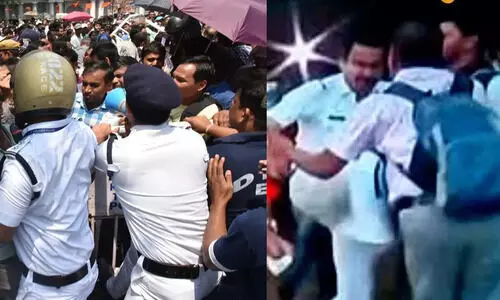 ​ജോലി പോയതിൽ പ്രതിഷേധിച്ച അധ്യാപകരെ തൊഴിച്ചും ചവിട്ടിയും ​നേരിട്ട് കൊൽക്കത്ത പൊലീസ്