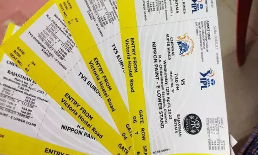 1200 രൂപയുടെ ടിക്കറ്റ് 7000 രൂപയ്ക്ക്; ഐ.പി.എൽ ടിക്കറ്റുകൾ കരിഞ്ചന്തയിൽ വിറ്റ ഏഴുപേർ അറസ്റ്റിൽ 1200 രൂപയുടെ ടിക്കറ്റ് 7000 രൂപയ്ക്ക്; ഐ.പി.എൽ ടിക്കറ്റുകൾ കരിഞ്ചന്തയിൽ വിറ്റ ഏഴുപേർ അറസ്റ്റിൽ