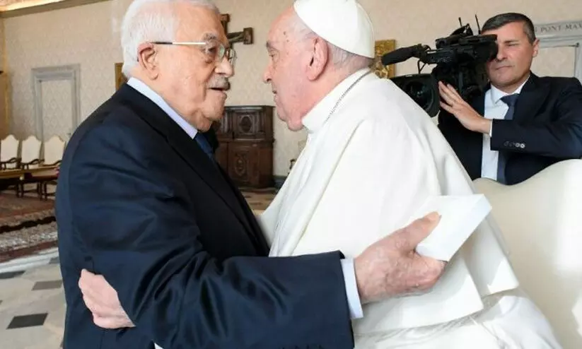 ഫലസ്തീനിൽ പരിഹാരം ദ്വിരാഷ്ട്രമെന്ന വാദം ഉയർത്തിപ്പിടിച്ച പോപ്പ് ഫലസ്തീനിൽ പരിഹാരം ദ്വിരാഷ്ട്രമെന്ന വാദം ഉയർത്തിപ്പിടിച്ച പോപ്പ്