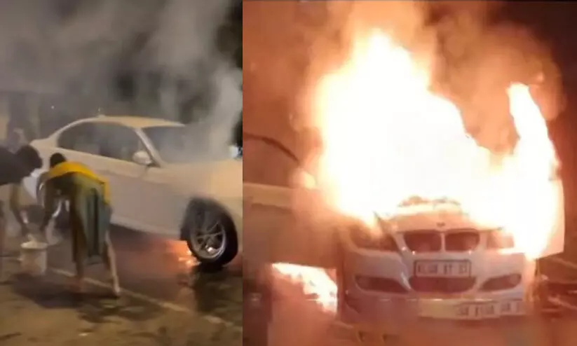 പാലിയേക്കര ടോൾ പ്ലാസയിൽ ബി.എം.ഡബ്ല്യു കാർ കത്തിനശിച്ചു പാലിയേക്കര ടോൾ പ്ലാസയിൽ ബി.എം.ഡബ്ല്യു കാർ കത്തിനശിച്ചു