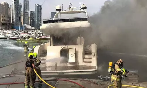 yatch caught fire