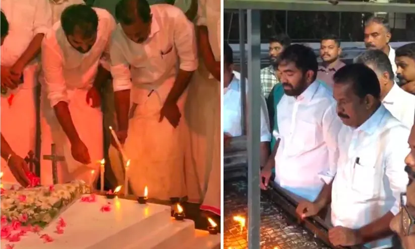 Vincent MLA pays floral tribute at Oommen Chandys grave Vincent MLA pays floral tribute at Oommen Chandys grave