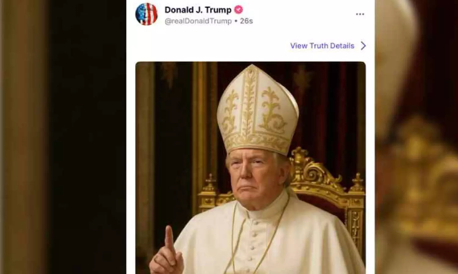 ‘അത് ഞാനല്ല, അതിലെനിക്കൊരു പങ്കുമില്ല’;   എ.ഐ പോപ്പ് ചിത്രത്തിൽ പുലിവാല് പിടിച്ച് ട്രംപ്