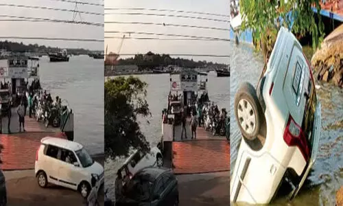 ചാലിയത്ത് ജങ്കാറിൽ കയറ്റാനായി പിറകോട്ടെടുത്ത കാർ പുഴയിൽ വീണു; കാറിലുണ്ടായിരുന്ന ഏഴുപേരെ രക്ഷപ്പെടുത്തി -വിഡിയോ