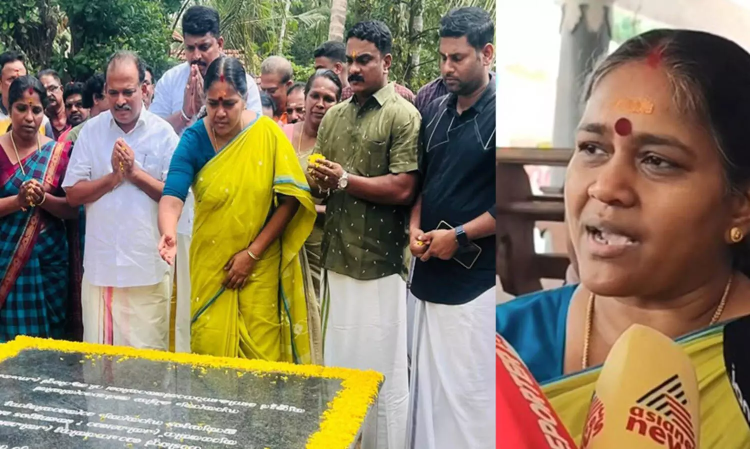 പെട്ടെന്നൊരു ദിവസം കോൺഗ്രസുകാരോട് സ്നേഹം തോന്നിയതല്ല; കോൺഗ്രസ് നേതാവ് വി.ആർ കൃഷ്ണനെഴുത്തച്ഛന്റെ സ്മൃതി മണ്ഡപത്തിൽ പുഷ്പാർച്ചന നടത്തി ശോഭ സുരേന്ദ്രൻ